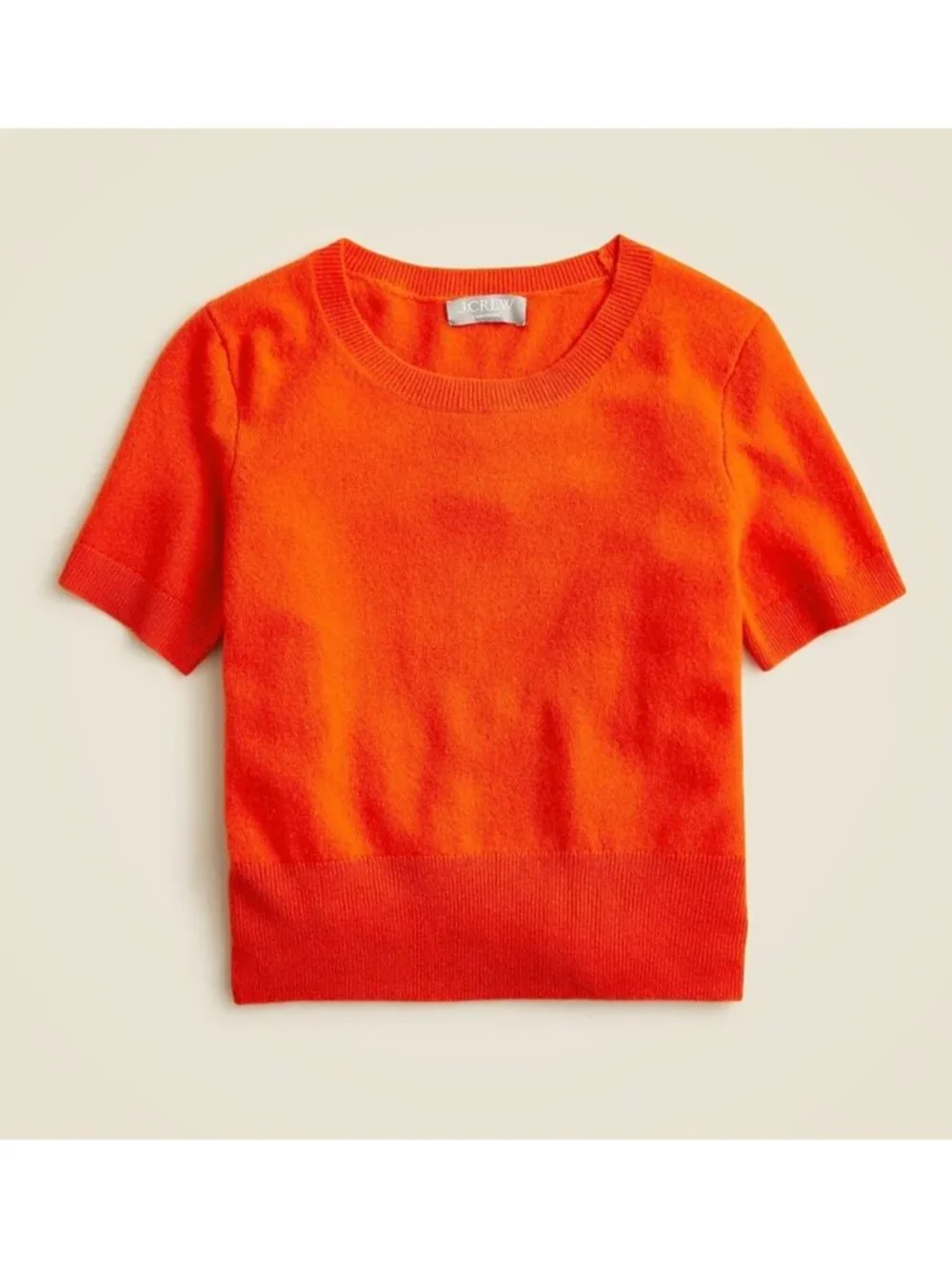 NWT J.Crew Cashmere Shrunken T-shirt in Aperitif Red Orange Sweater XL